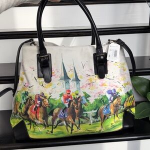 Churchill Downs Kentucky Derby Official Tote Canvas Leather Shoulder Crossbody